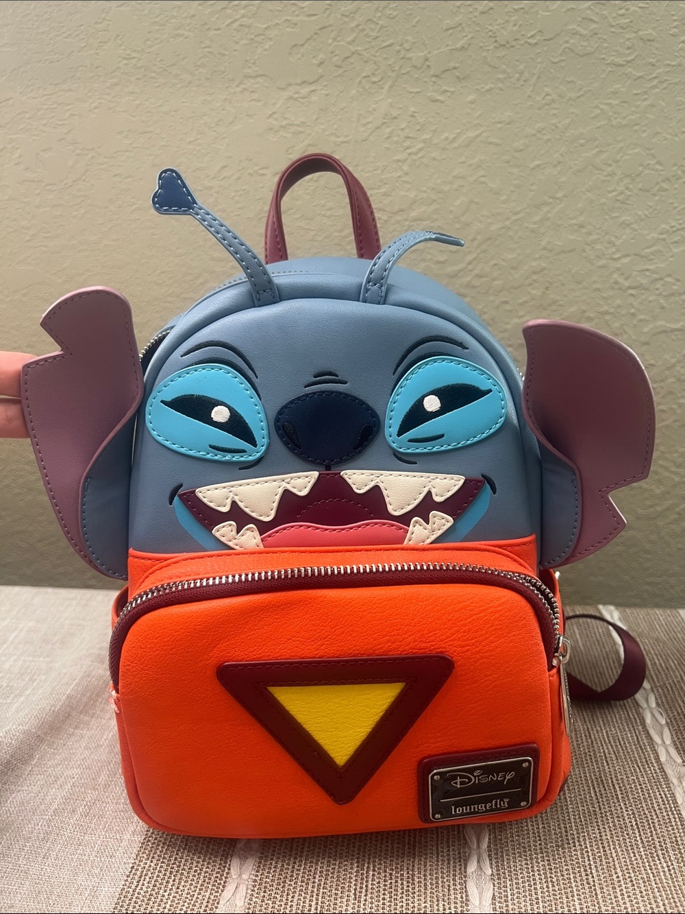 Disney Loungefly Kids' Stitch Orange & Blue Character Mini Backpack 🎒